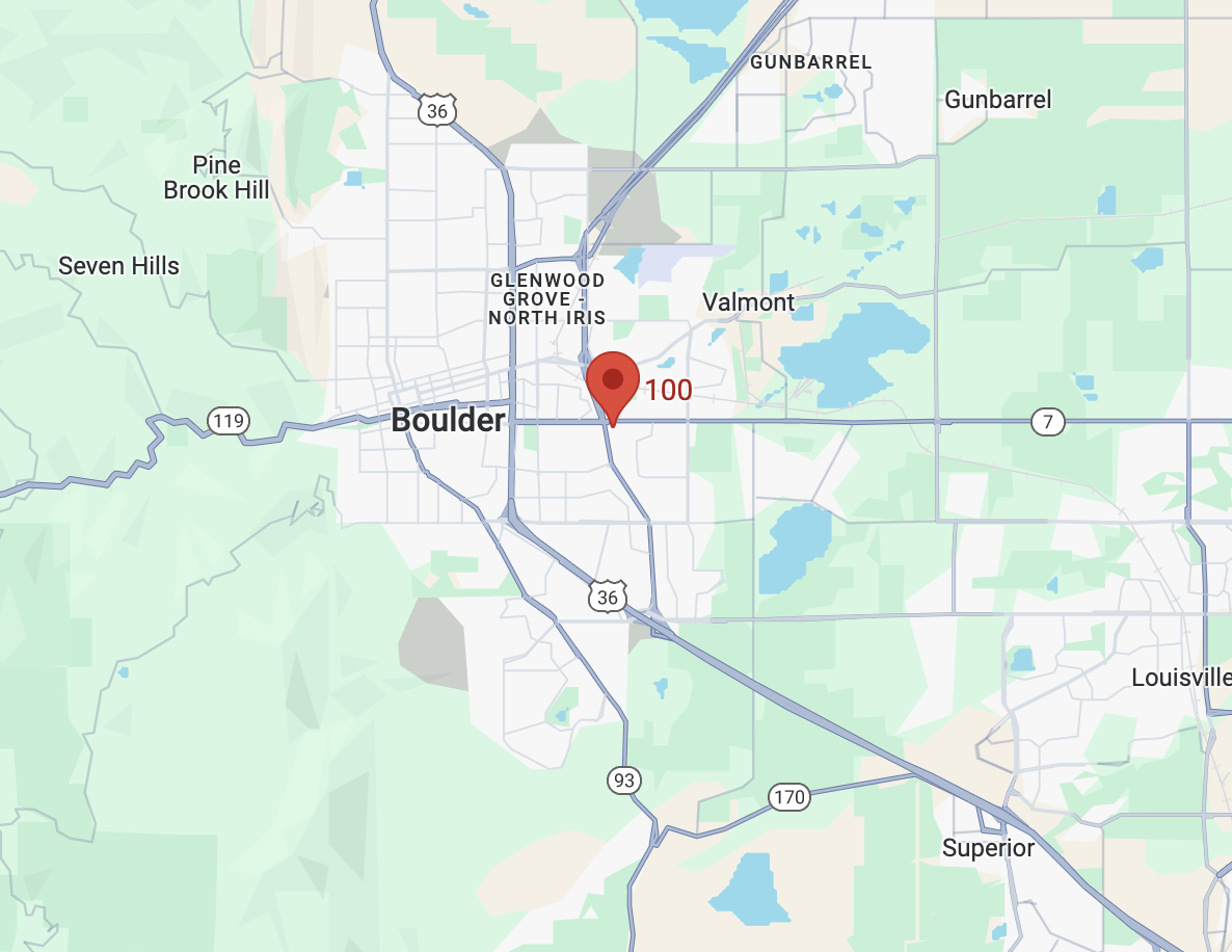 Google map pin of OliveTech Boulder Location